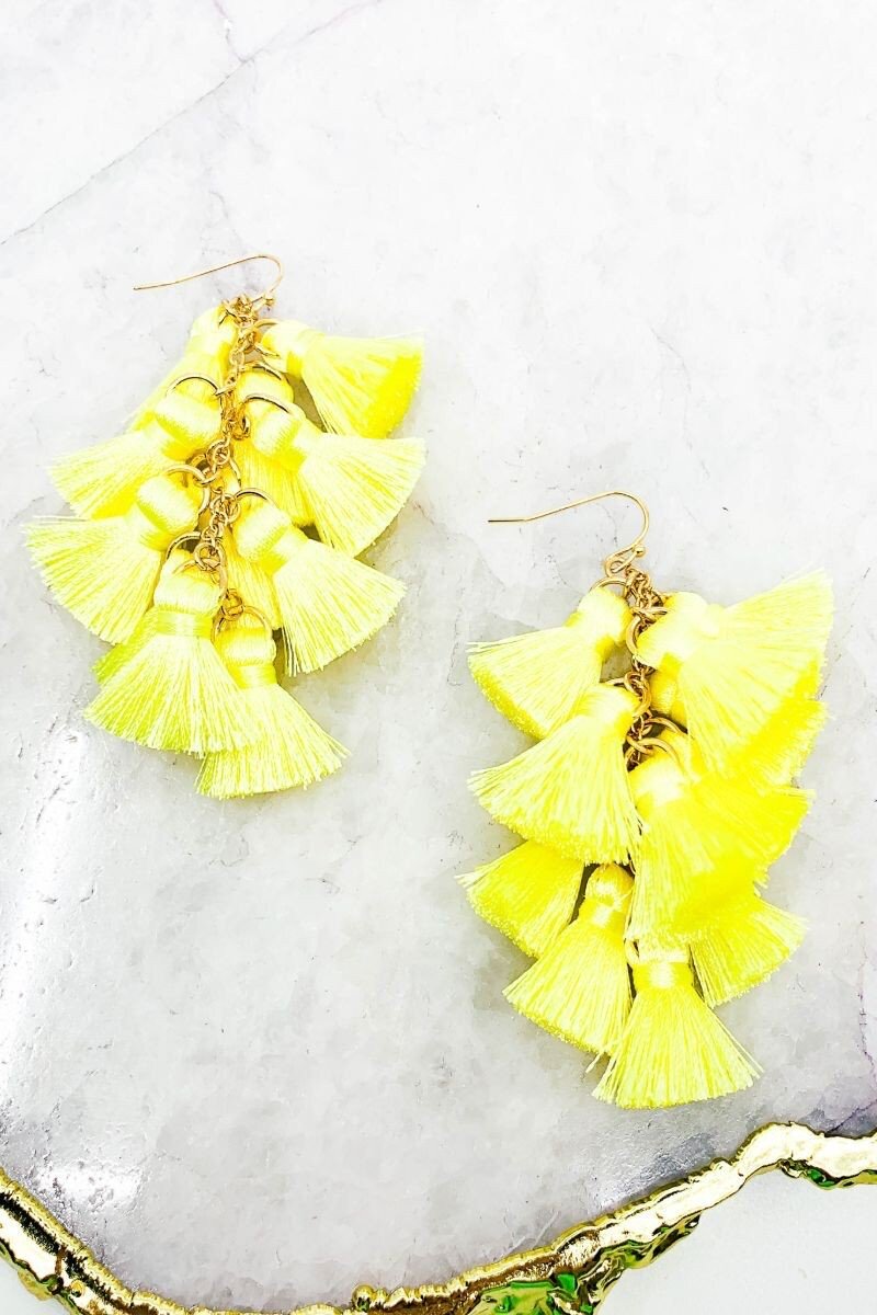 Yellow Feather Earrings