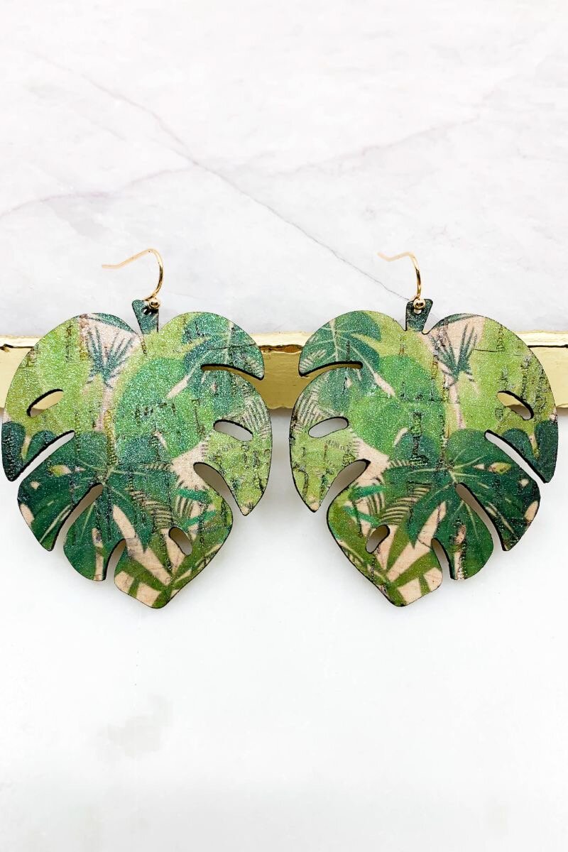 Green Leaf Earrings