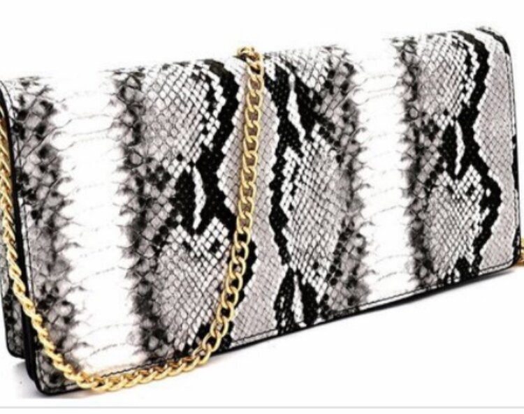 Black Multicolor Snake Print Shoulder Bag