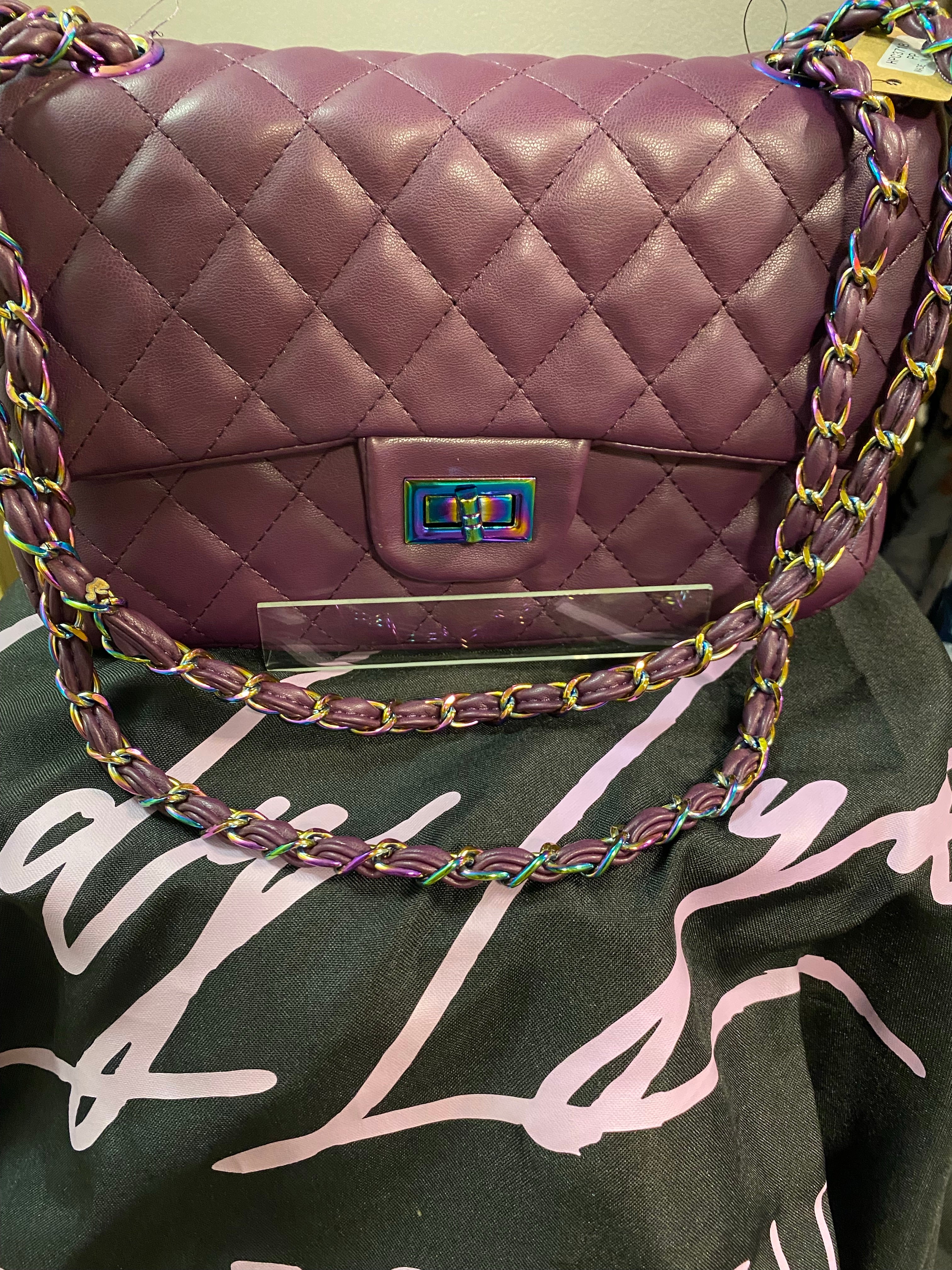 Hologram Shoulder Chain Bag Purple