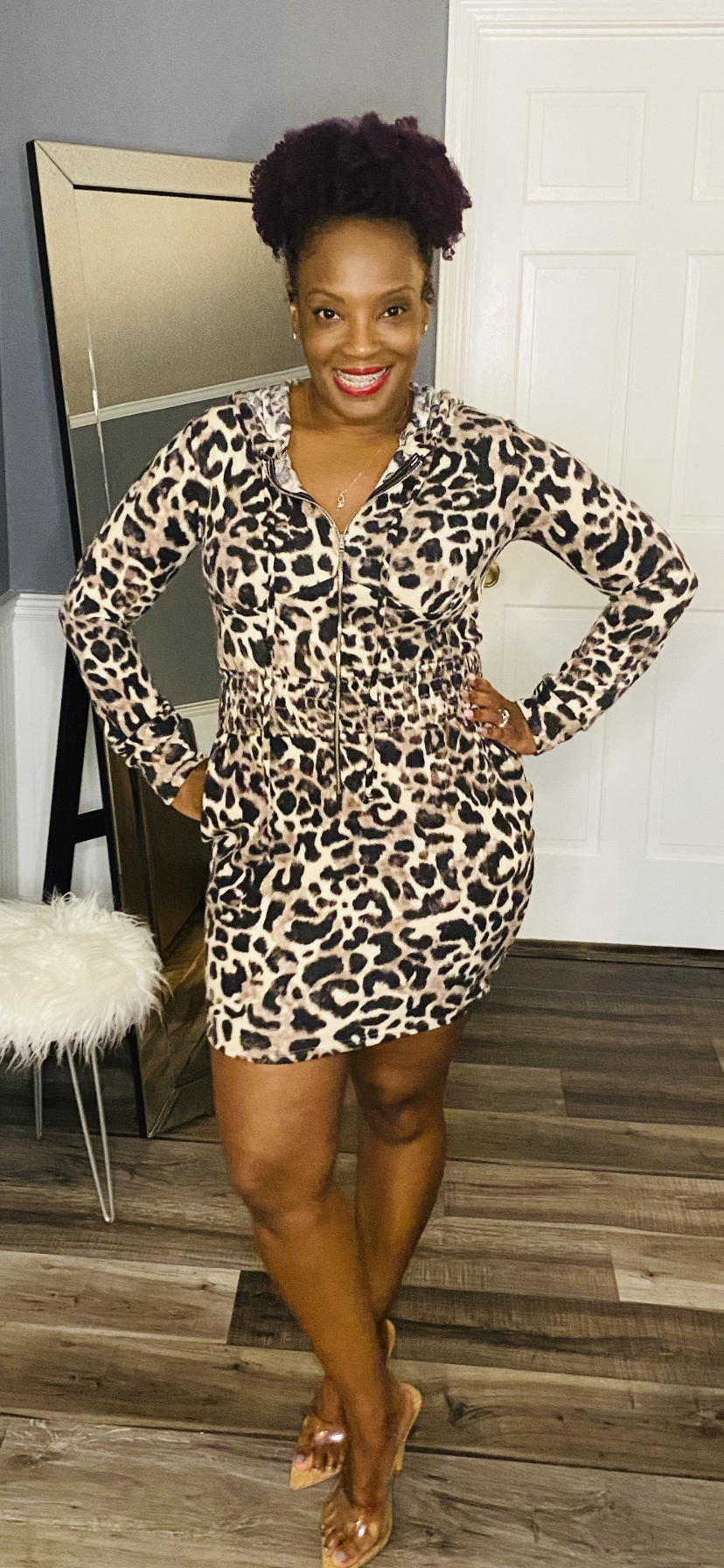 Leopard Print hoodie Dress