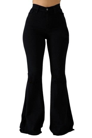Wholesale Black Front Button Bell Bottom Jeans – Tradyl