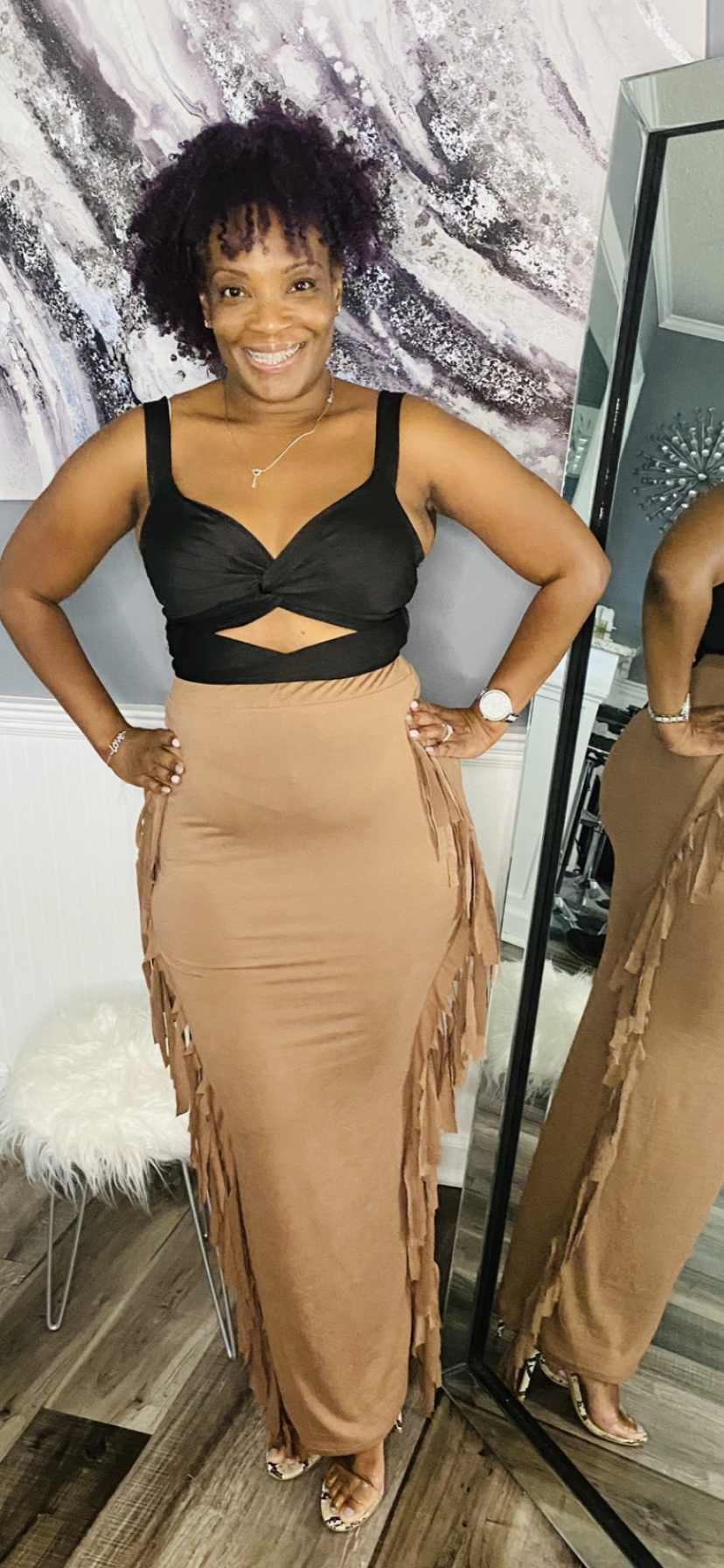 Shimmy Maxi Skirt Mocha