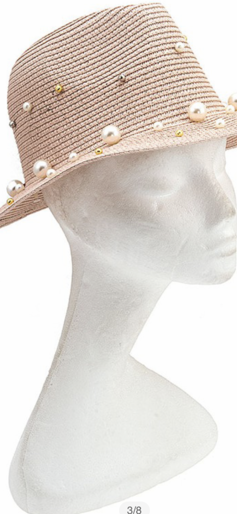 Summer Straw Hat with beaded Pearls